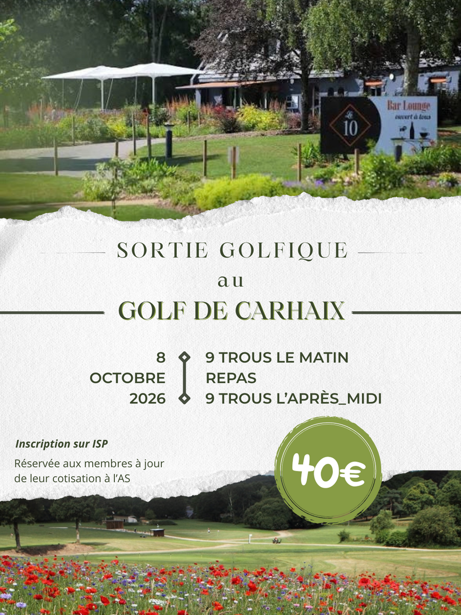 LE 8 OCTOBRE - SORTIE GOLFIQUE AU GOLF DE CARHAIX !