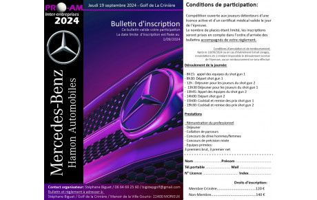 INSCRIPTION AU PRO-AM 2024
